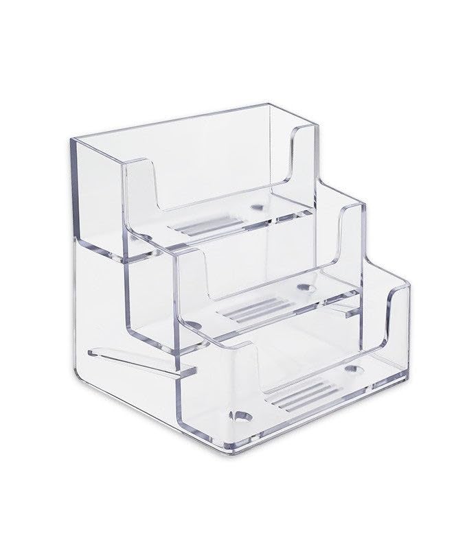 SOURCE ONE 3 Pocket Premium Clear Acrylic Business Card Holder (1 Pack)
